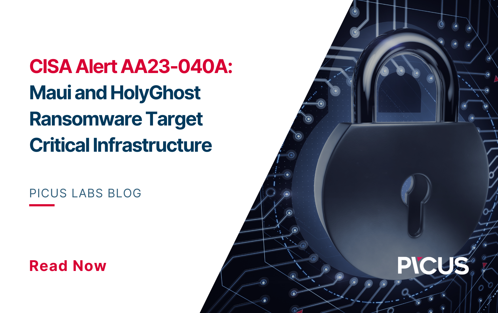 CISA Alert AA23040A Maui and HolyGhost Ransomware Target Critical